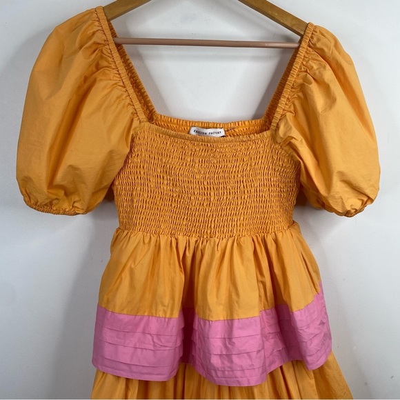 English Factory Dress M Clementine Punch Mini Puff Sleeve Smocked Tiered Preppy - Picture 4 of 13